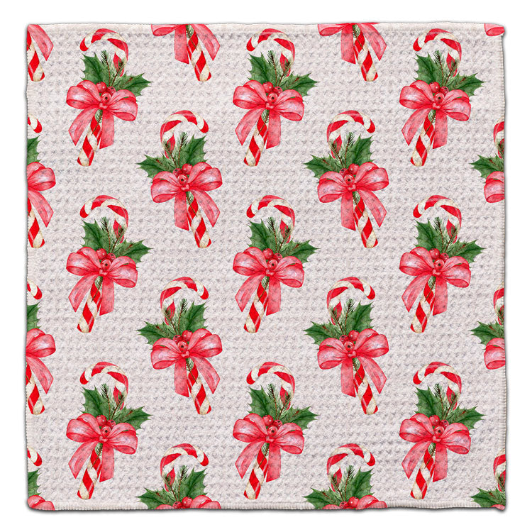 Candy Canes Waffle Weave Washcloth
