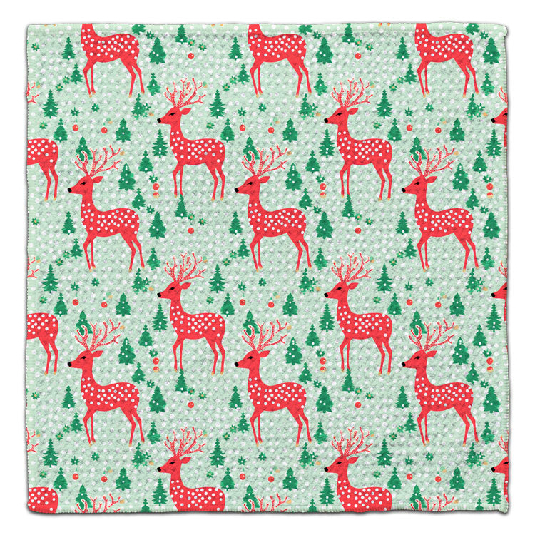 Red Reindeer Waffle Weave Washcloth