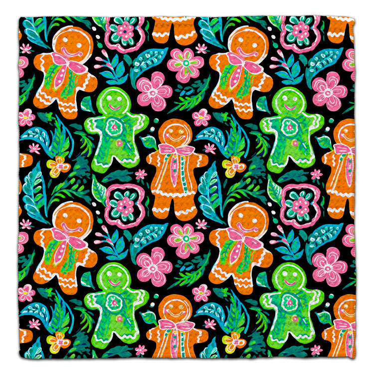 Gingerbread Man Waffle Weave Washcloth