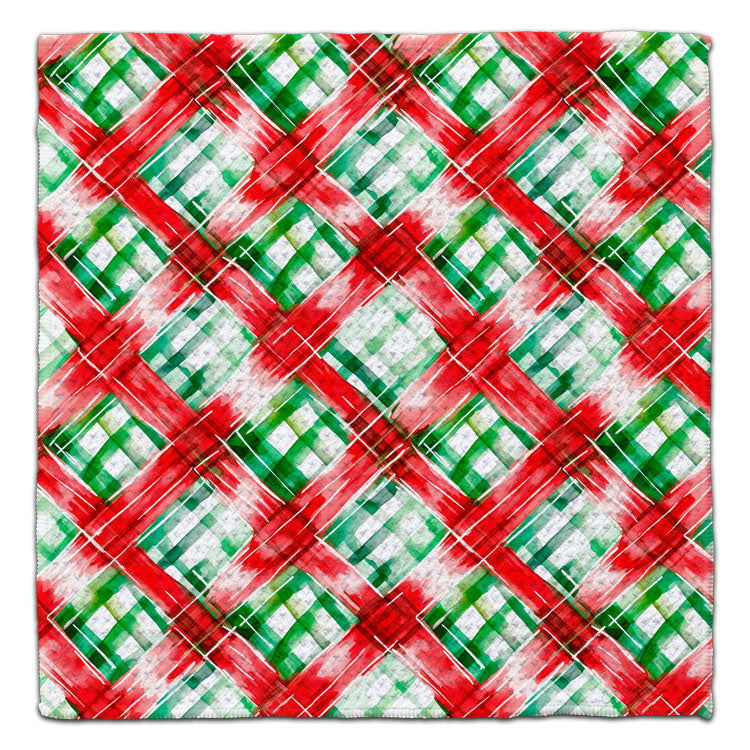 Christmas Plaid Waffle Weave Washcloth