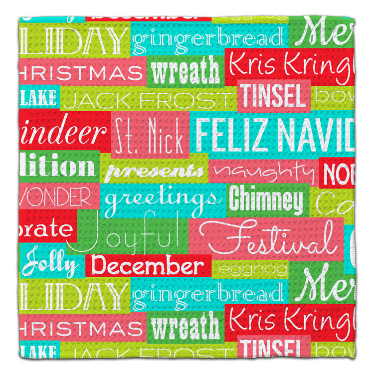 Christmas Words Waffle Weave Washcloth