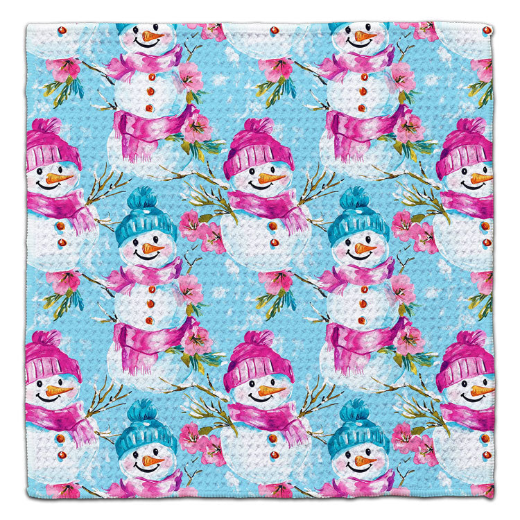 Snowmen w/Pink & Blue Hats Eco-Friendly Washcloth - CJ Bella Co.