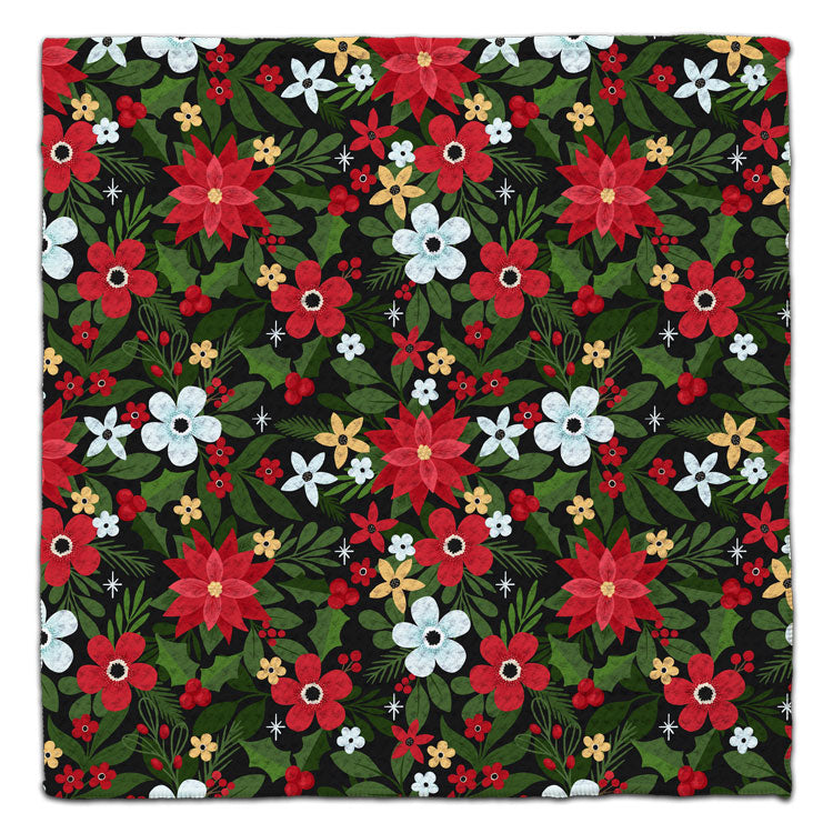Pointsettia w/light blue flower Eco-Friendly Washcloth - CJ Bella Co.