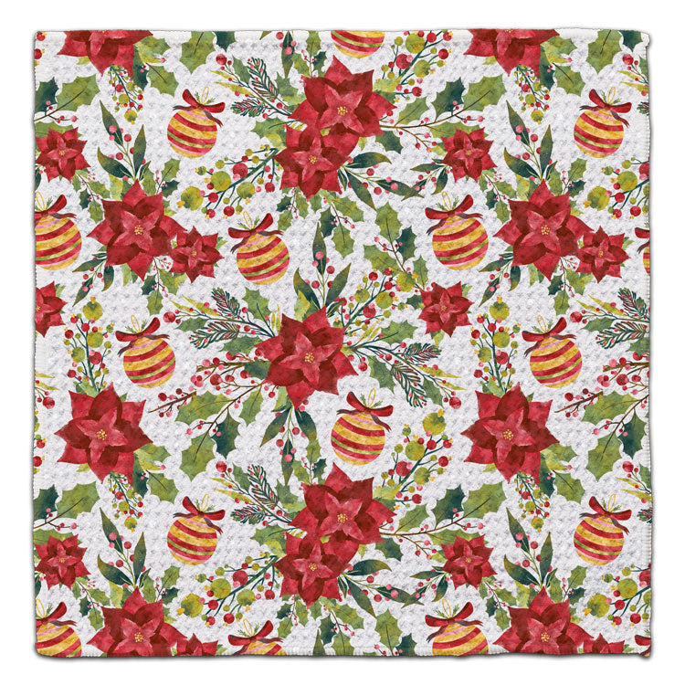 Pointsettia & Ornament Eco-Friendly Washcloth