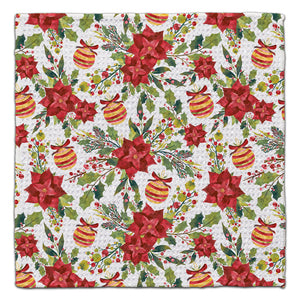 Pointsettia & Ornament Eco-Friendly Washcloth