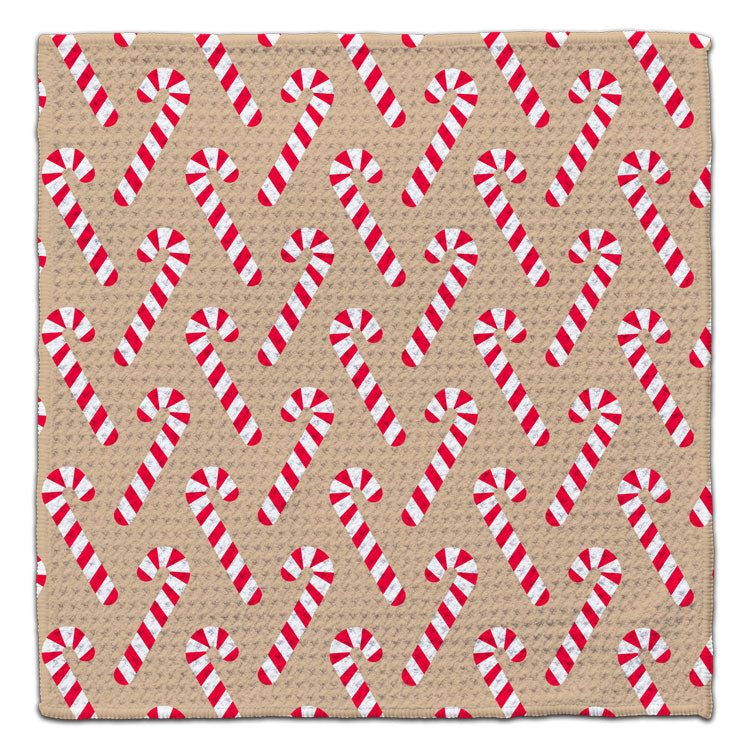 Candy Canes w/Tan Back Eco-Friendly Washcloth