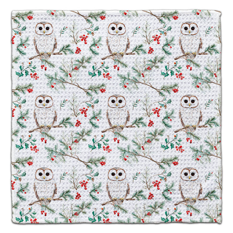 Winter Owl on Branch Eco-Friendly Washcloth