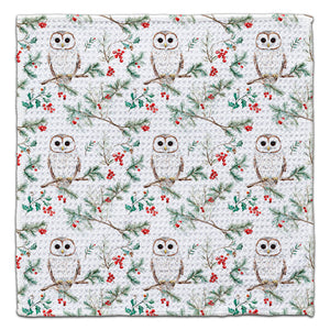 Winter Owl on Branch Eco-Friendly Washcloth