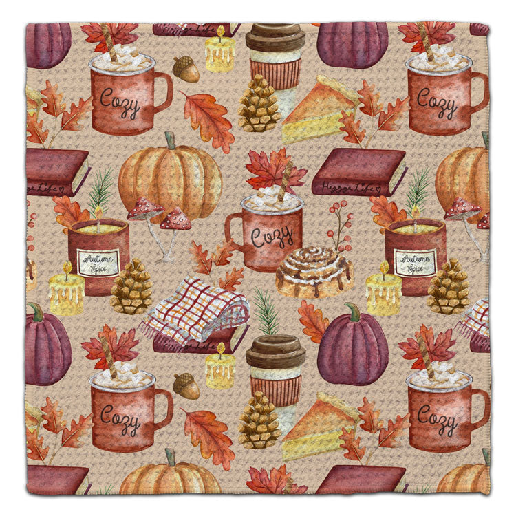 Cozy Fall Day Waffle Weave Washcloth