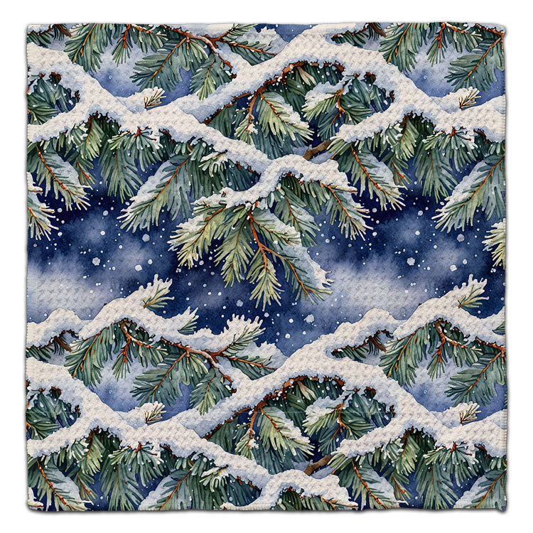 Twigs with Snow and DK Blue Back Eco-Friendly Washcloth - CJ Bella Co.