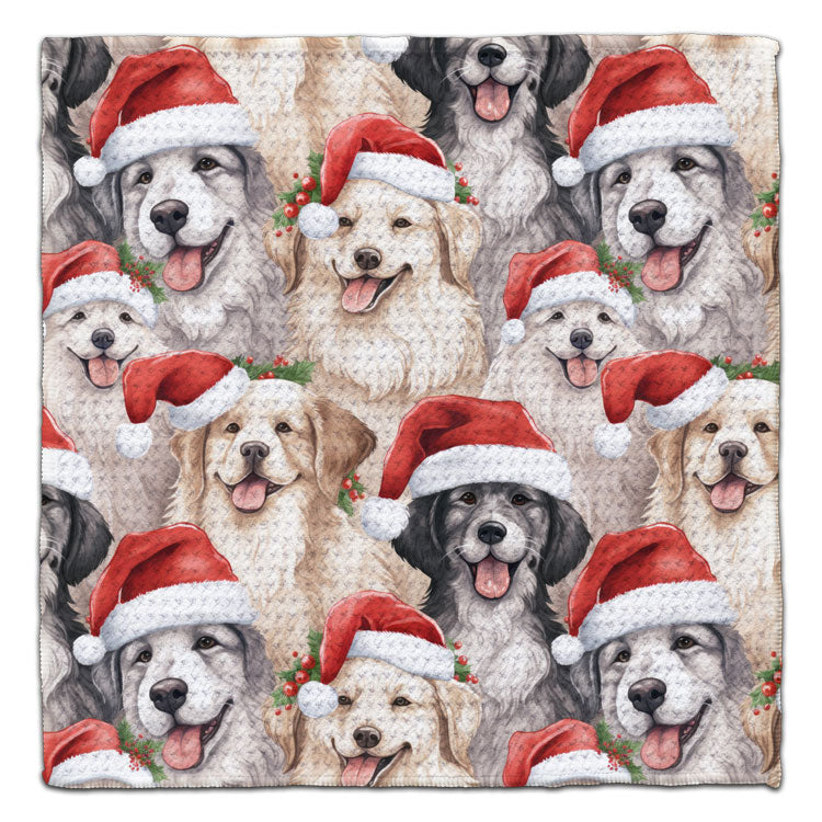 Dogs in Santa Hats Waffle Weave Washcloth - CJ Bella Co.