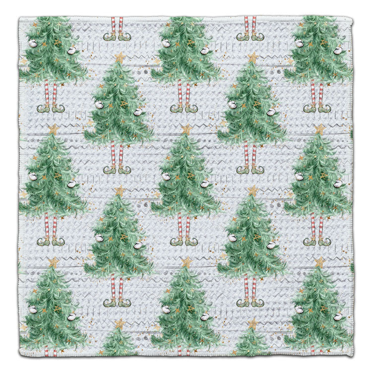 Elf Feet Trees Waffle Weave Washcloth