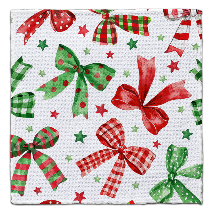 Multi-color Bows Waffle Weave Washcloth - CJ Bella Co.