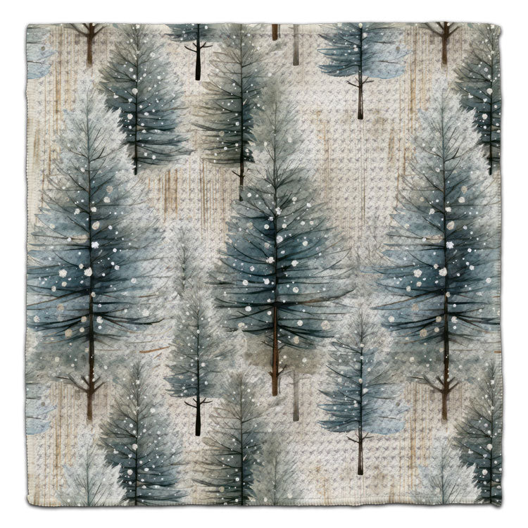 Trees Green w/Falling Snow Eco-Friendly Washcloth - CJ Bella Co.