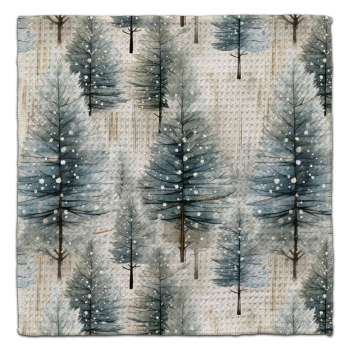 Trees Green w/Falling Snow Eco-Friendly Washcloth