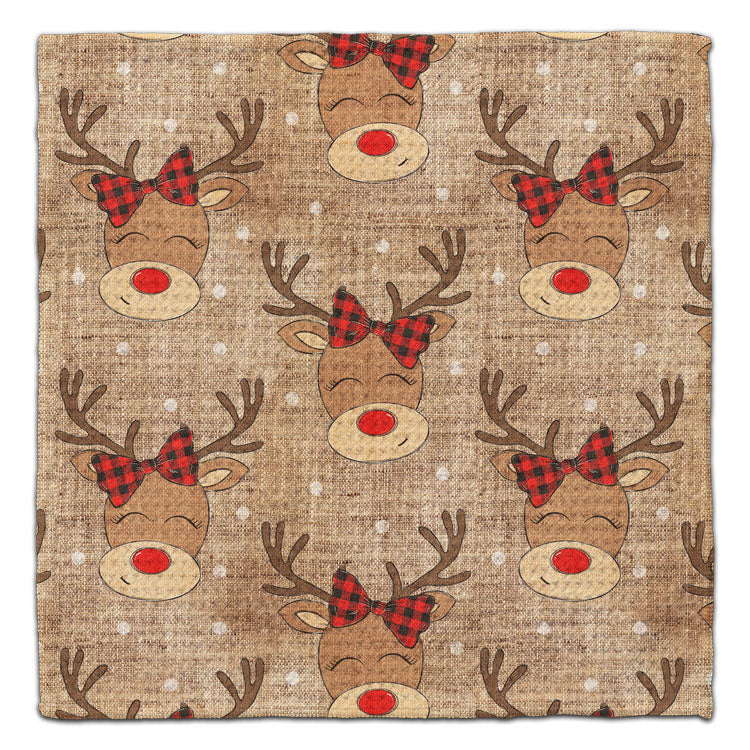 Reindeer with Plaid Bow Waffle Weave Washcloth - CJ Bella Co.