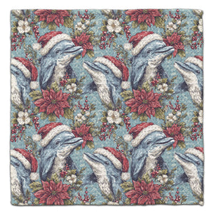 Dolphin with Santa Hat Waffle Weave Washcloth