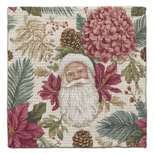 Santa with Pine Cone Waffle Weave Washcloth
