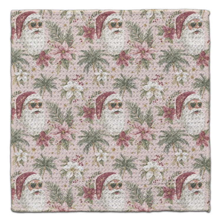 Santa in Shades Waffle Weave Washcloth