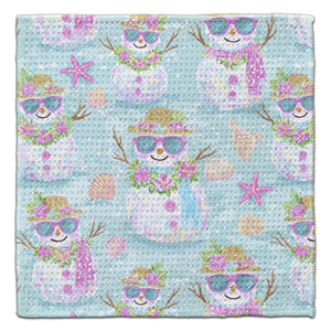 Snowman with Shades & Shells Waffle Weave Washcloth