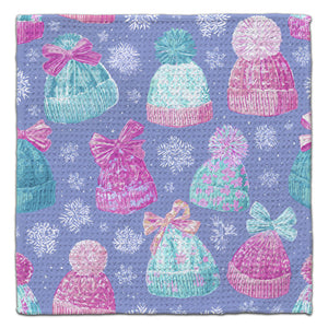 Hats with Pom Pom & Bows Waffle Weave Washcloth
