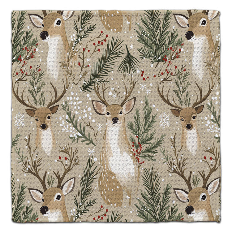 Deer with Twigs Waffle Weave Washcloth