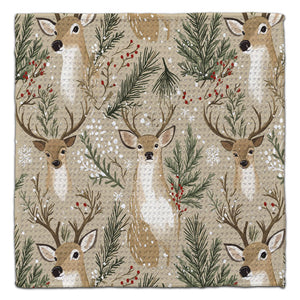 Deer with Twigs Waffle Weave Washcloth