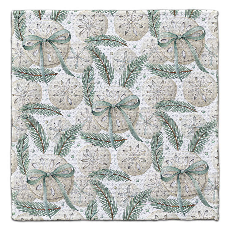 Sand Dollar with Bows Waffle Weave Washcloth