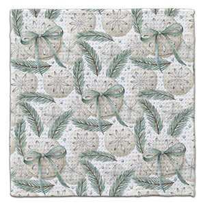Sand Dollar with Bows Waffle Weave Washcloth