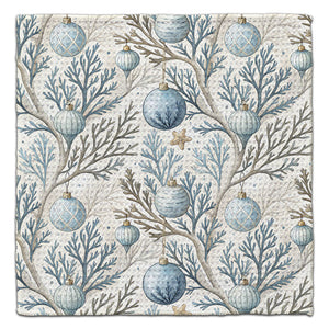 Ornaments Hanging on Coral Waffle Weave Washcloth