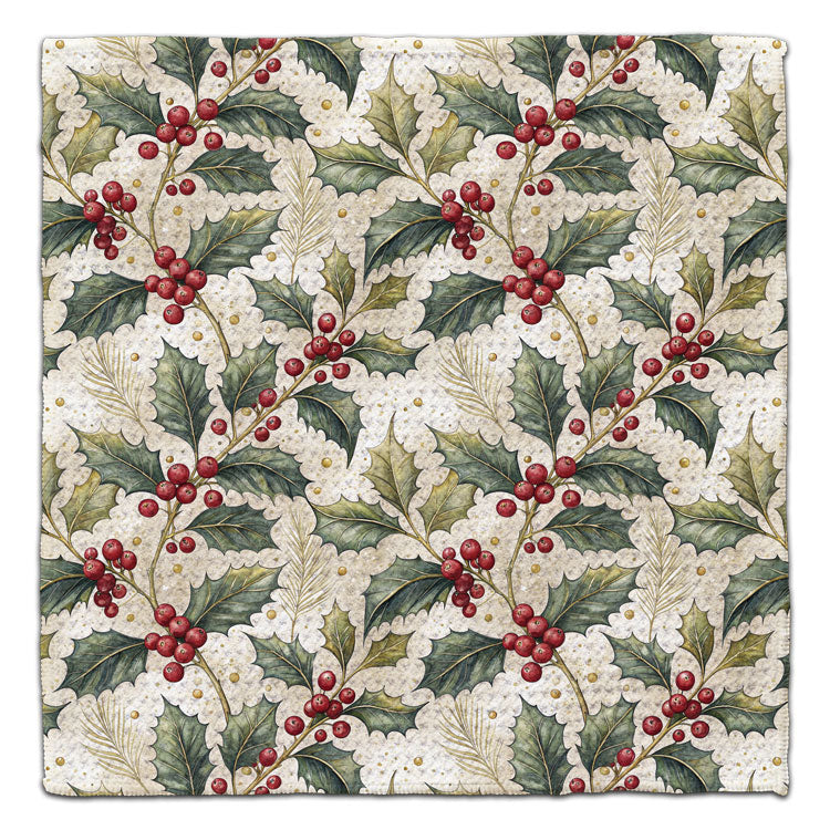 Holly & Berries Waffle Weave Washcloth