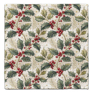 Holly & Berries Waffle Weave Washcloth