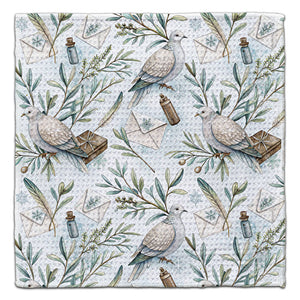 Dove & Letter Waffle Weave Washcloth