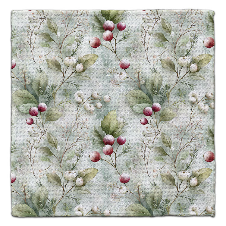 Winterberries on Branches Waffle Weave Washcloth