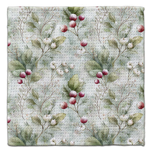 Winterberries on Branches Waffle Weave Washcloth