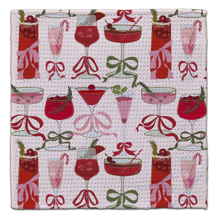 Holiday Cocktails Waffle Weave Washcloth