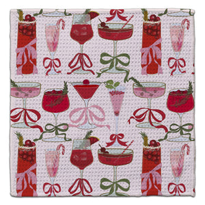 Holiday Cocktails Waffle Weave Washcloth