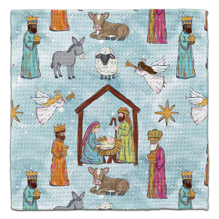 Away in a Manger Waffle Weave Washcloth