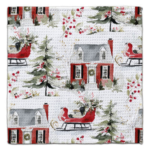 House and Sled Waffle Weave Washcloth
