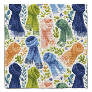Blue and Green Scarves Waffle Weave Washcloth