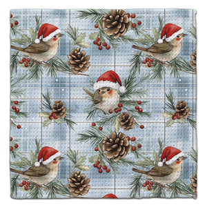 Sparrow with Santa Hat Waffle Weave Washcloth