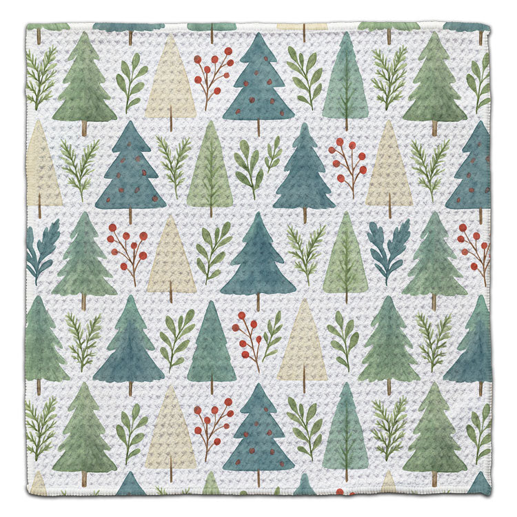 Scandinavian Christmas Trees Waffle Weave Washcloth