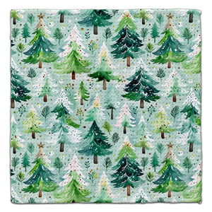 Mint Green Christmas Trees Waffle Weave Washcloth