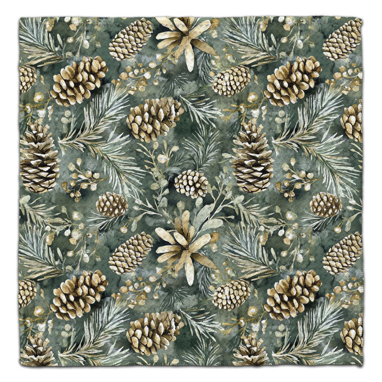 Pine Cones on Dark Green Background Waffle Weave Washcloth