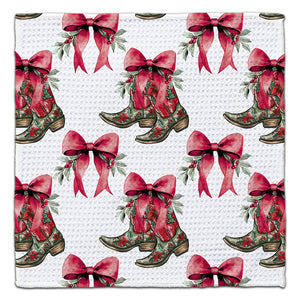 Ribbons on Cowgirl Boots Waffle Weave Washcloth