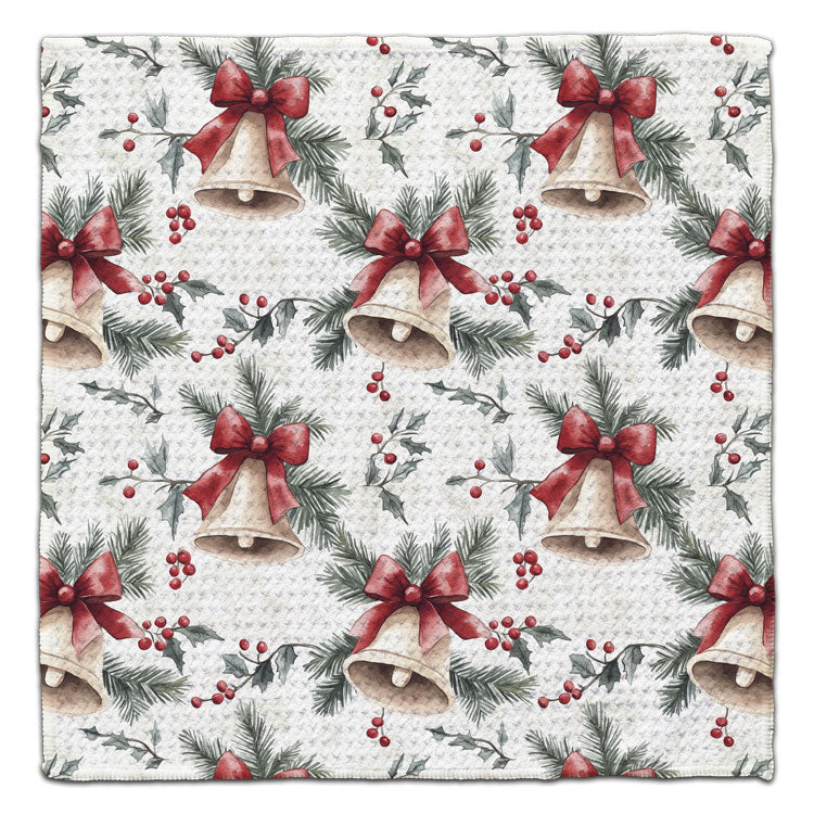 Ribbons on Bells Waffle Weave Washcloth