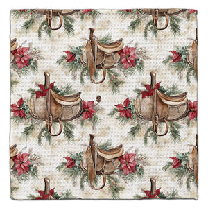 Christmas Saddles Waffle Weave Washcloth