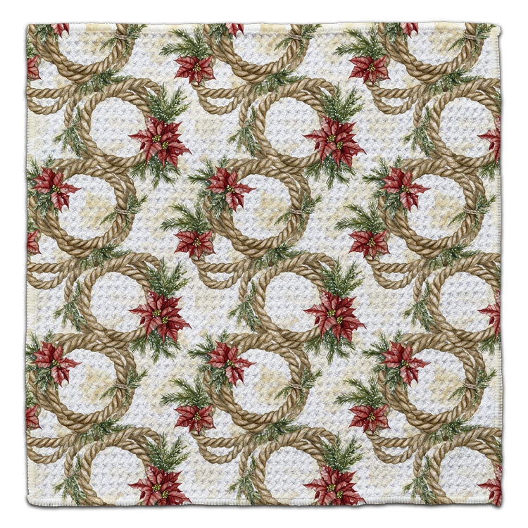 Lasso Wreaths Waffle Weave Washcloth