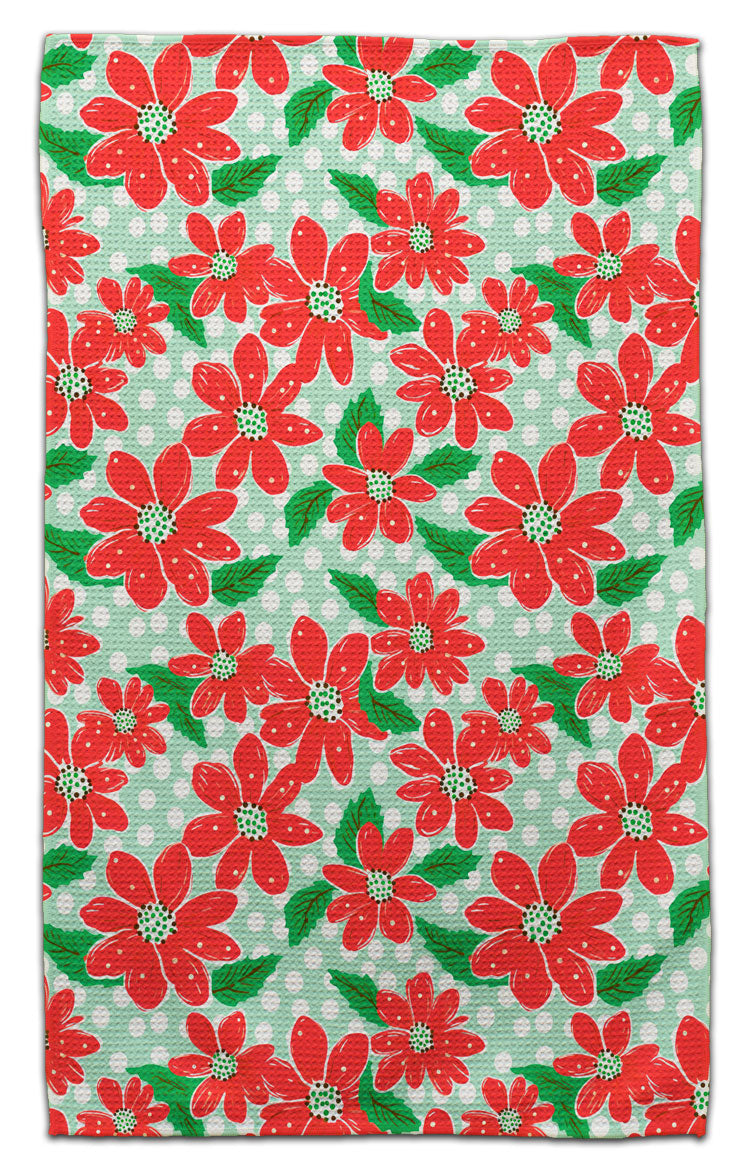 Poinsettia Green Background Eco-Friendly Towel