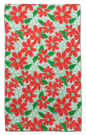 Poinsettia Green Background Eco-Friendly Towel